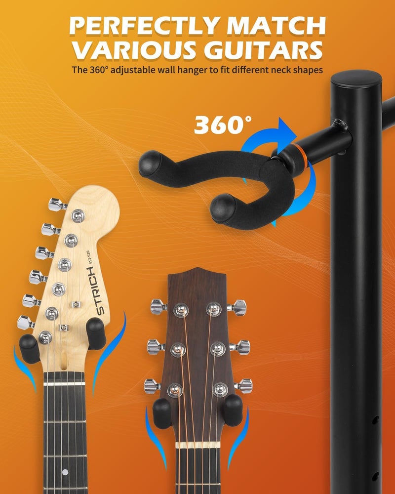 STRICH Guitar Stands Floor, 2 Adjustable Guitar Stand Holder, Heavy Duty 2 Guitar Stand for Acoustic Electric Guitars Bass Banjos, Folding Multi Guitar Stands 2-Holder, FH-S2 Black - Image 1